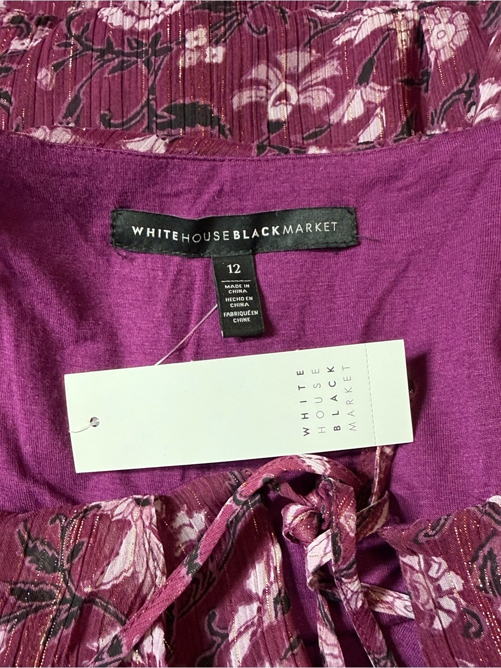 WHBM Plum Floral Halter Maxi Dress Size 12 NWT - Picture 6 of 6